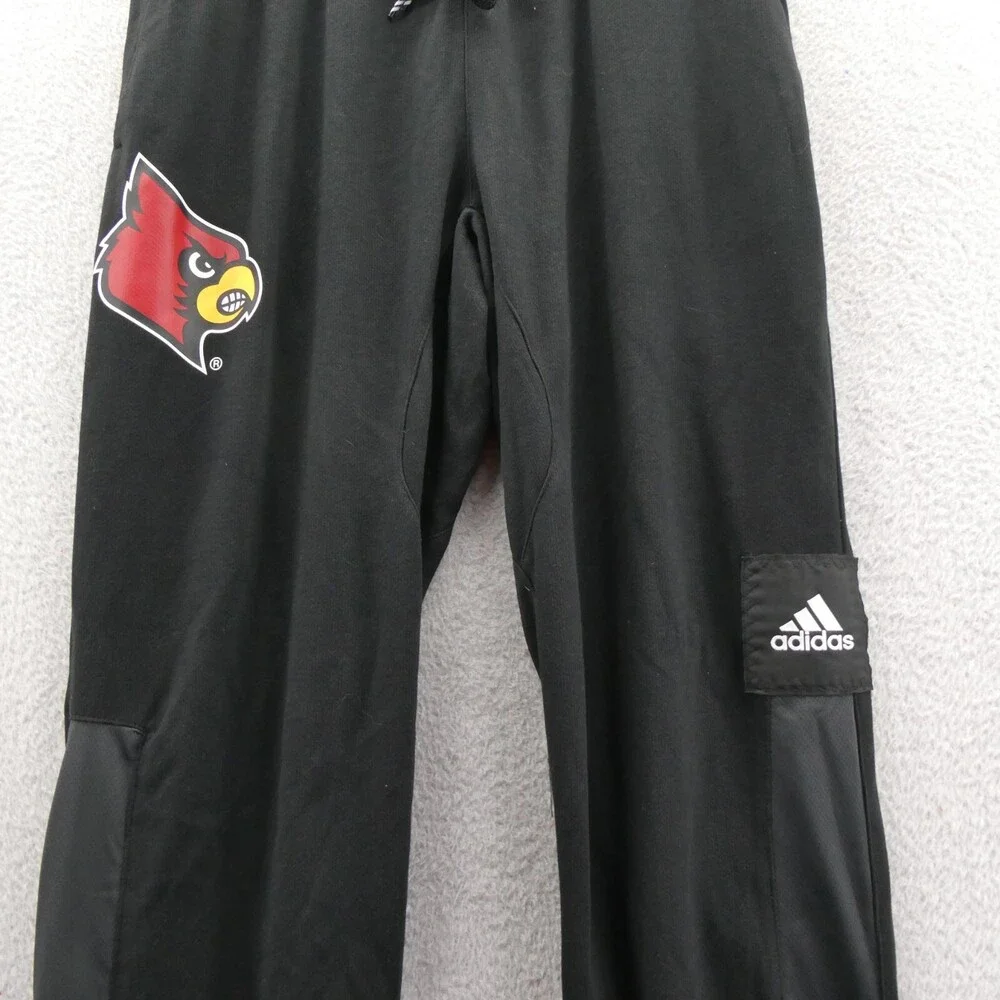 Louisville Cardinals Joggers Mens Medium Black Track Pants Adidas Ankle Snap New